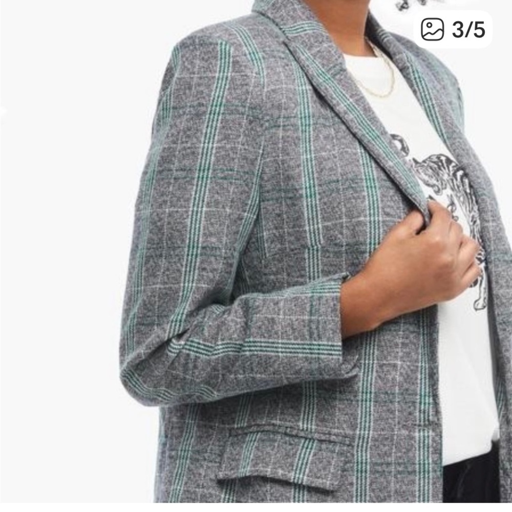 Able Evergreen Plaid Blazer S boho classic holiday preppy winter contemporary - Picture 2 of 13